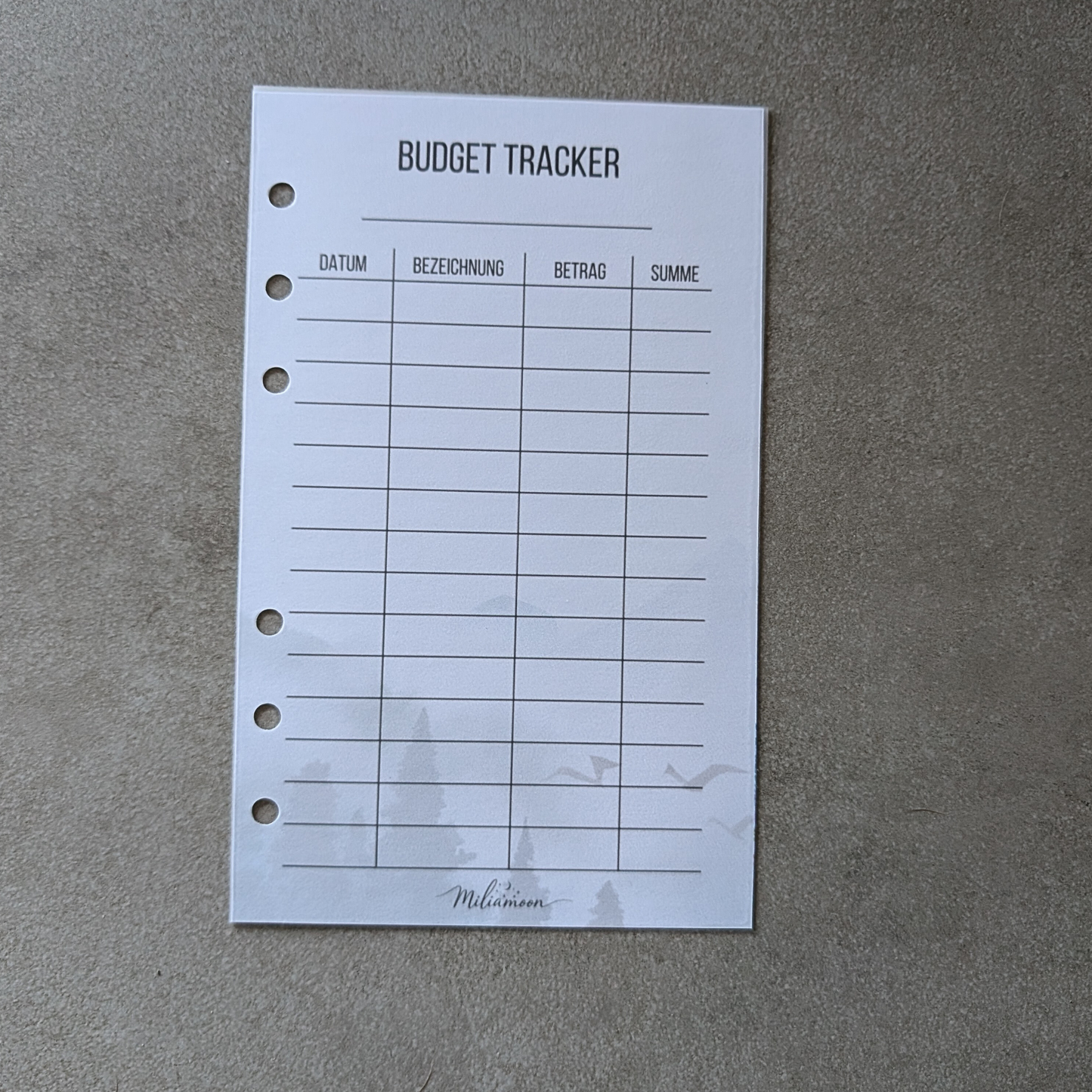Budget Tracker Misty Forest gelocht