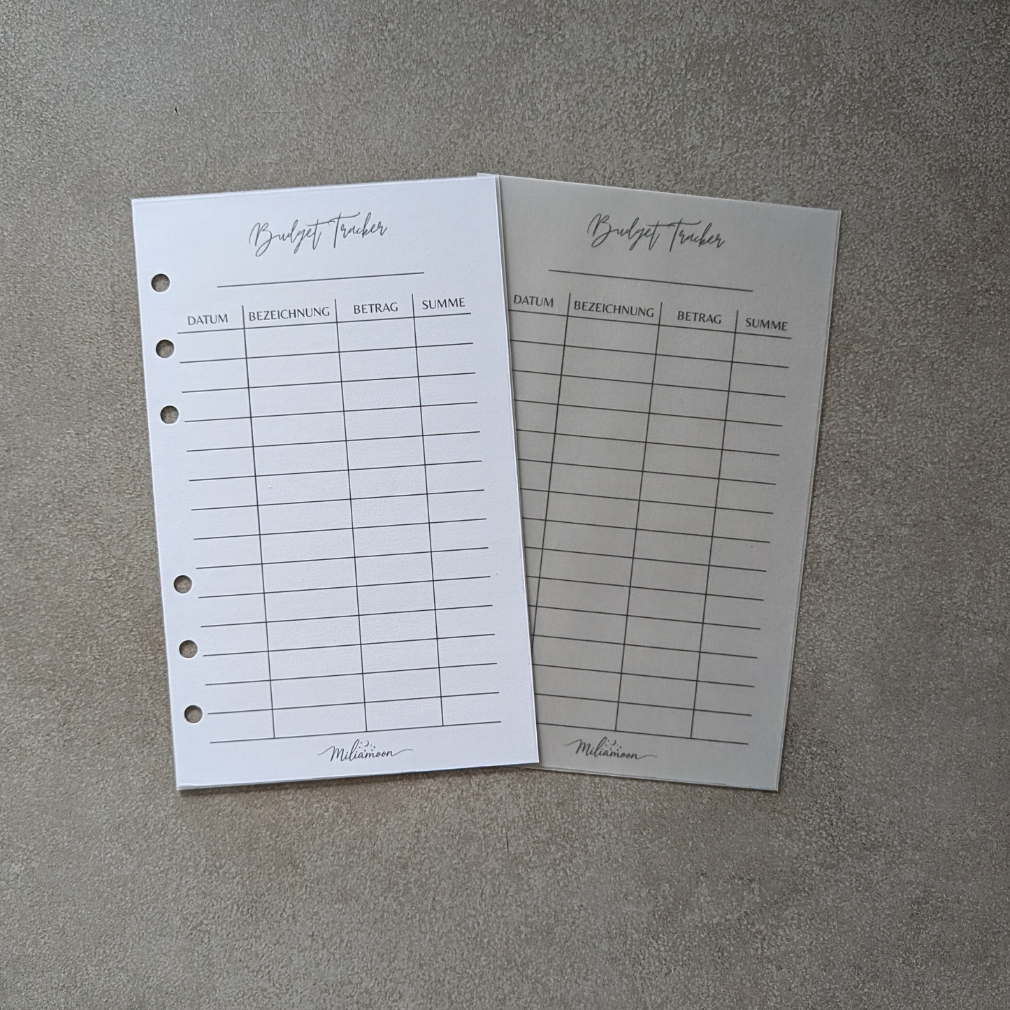 Budget Tracker Elegant Script gelocht